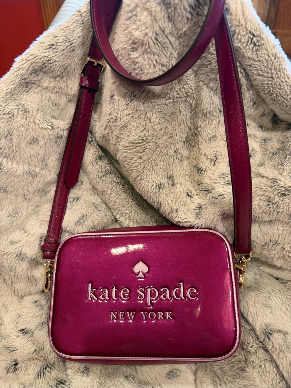 kate spade Patent Leather Crossbody Bag in Berry Pink